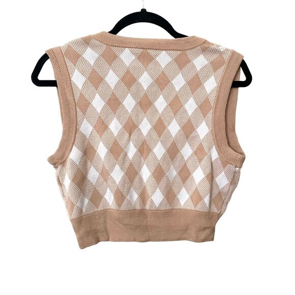 SAYLOR Knit Cropped Vest Beige Sz Small - Picture 2 of 4
